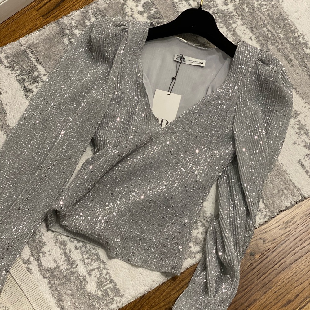 Zara silver Crop Top